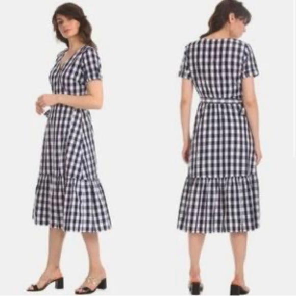 Gap Gingham Wrap Dress PTP-19 New !! - Picture 1 of 1